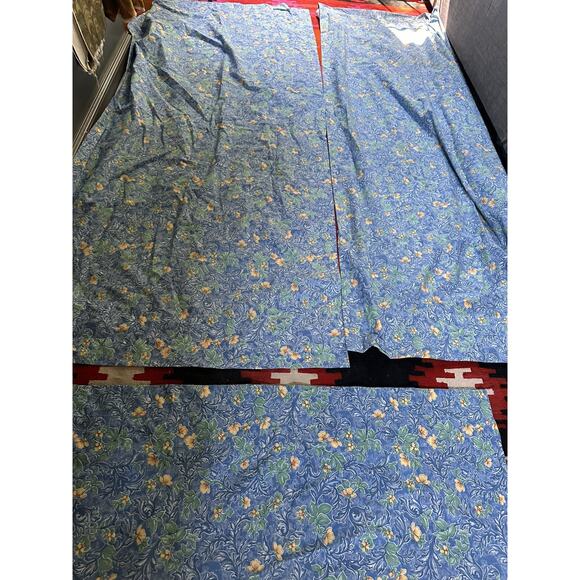 Vintage Sheridan Australia Blue Floral Lined 2 Drapes Curtains/ Valance Set 3 - Picture 6 of 16